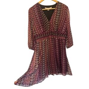 Diane Von Furstenberg Women's Dress‎ V-Neck 3/4 Sleeve Purple SZ 10